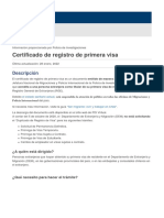 Certificado de Registro de Primera Visa