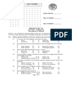 Physics Ssc-Ii: Answer Sheet No.