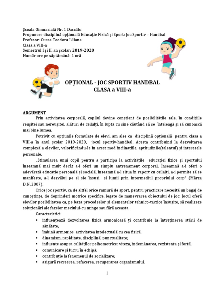 Opțional Handbal | PDF