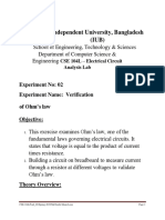 Independent University, Bangladesh (IUB) : Experiment No: 02 Experiment Name: Verification of Ohm's Law Objective