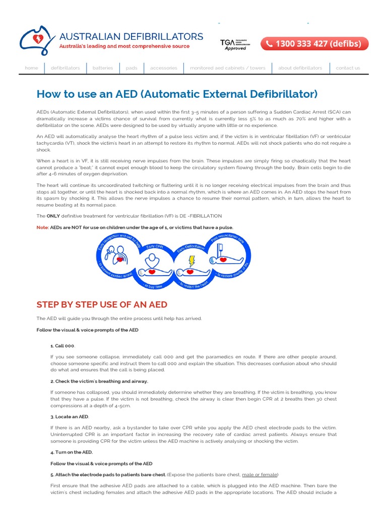 How To Use An AED - Automatic External Defibrillator | PDF