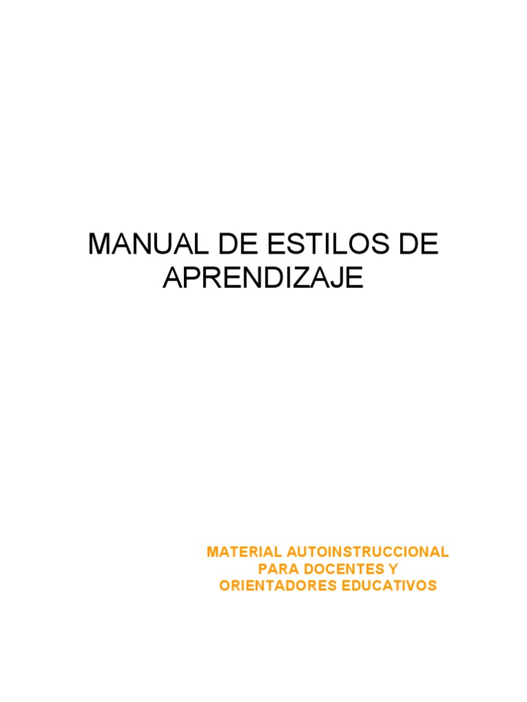 Esitlos y Estrategias de Aprendizaje | PDF | Aprendiendo estilos ...