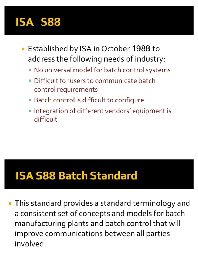 ISA-88 Batch Control Standards Overview | PDF | System | Systems ...