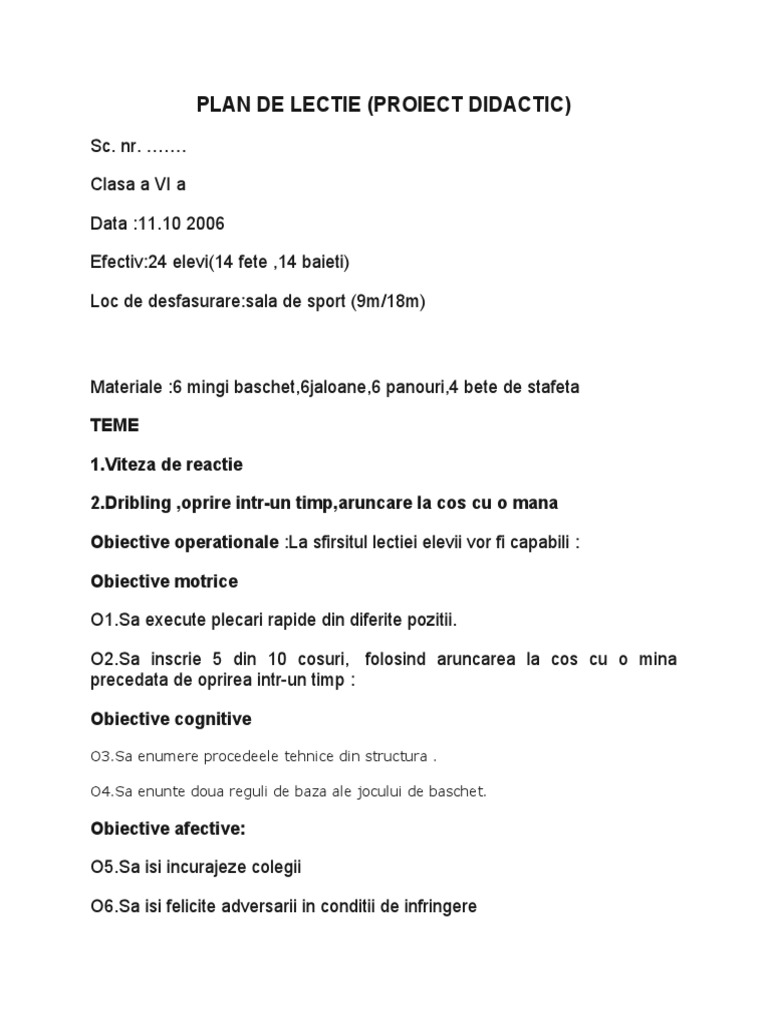 Plan de Lectie | PDF