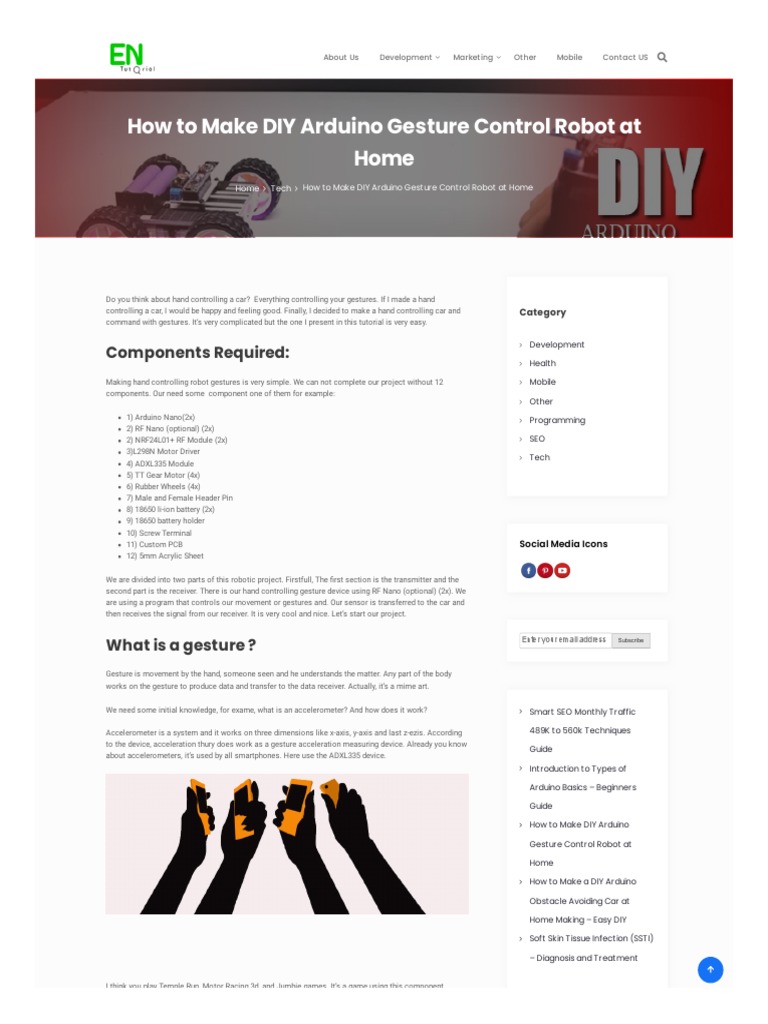 Entutorial Com How To Make Diy Arduino Gesture Control Robot at Home ...