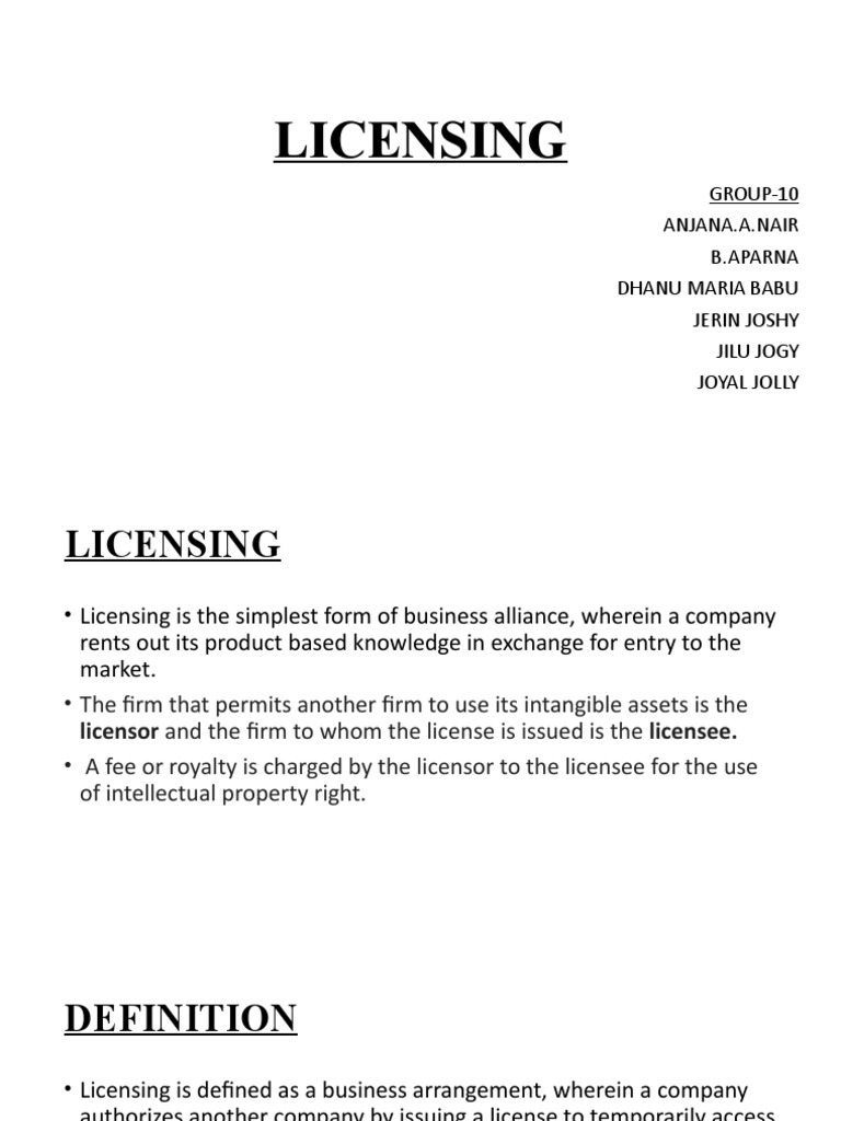 Understanding Licensing in Business | PDF | License | Franchising