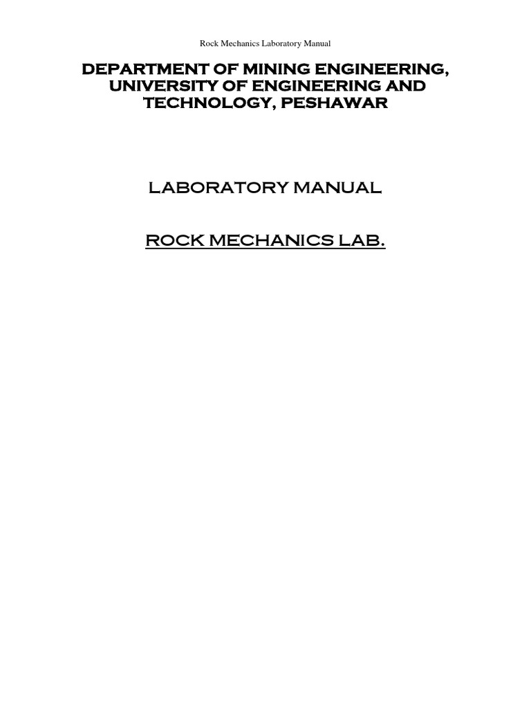 Rock Mechanics Lab Manual 2019 PDF Strength Of Materials Waves