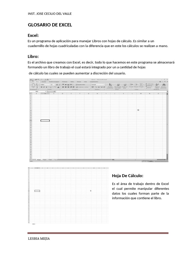 Glosario de Excel1 | PDF | Microsoft Excel | Hoja de cálculo