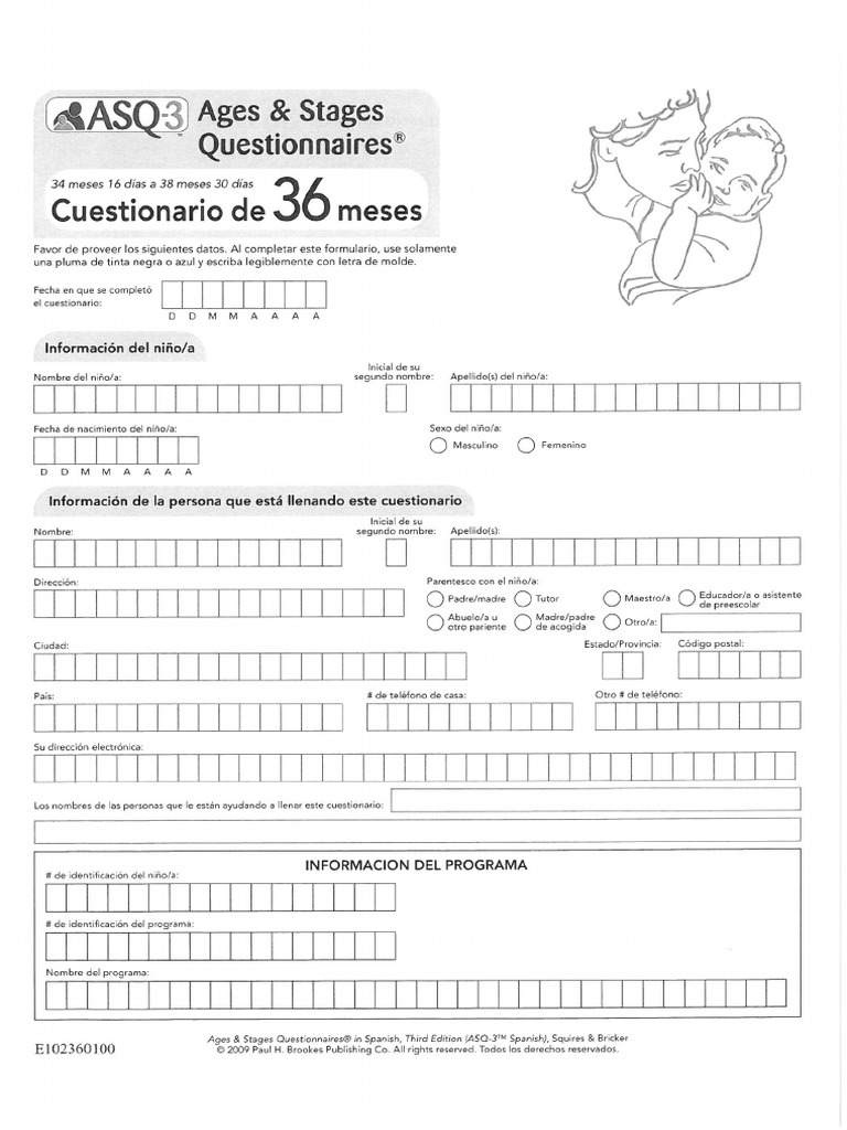 ASQ3 Cuestionario 36 (34-38) Meses | PDF