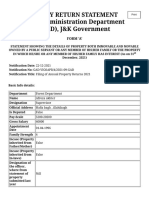 Property Return Statement General Administration Department (GAD), J&K Government