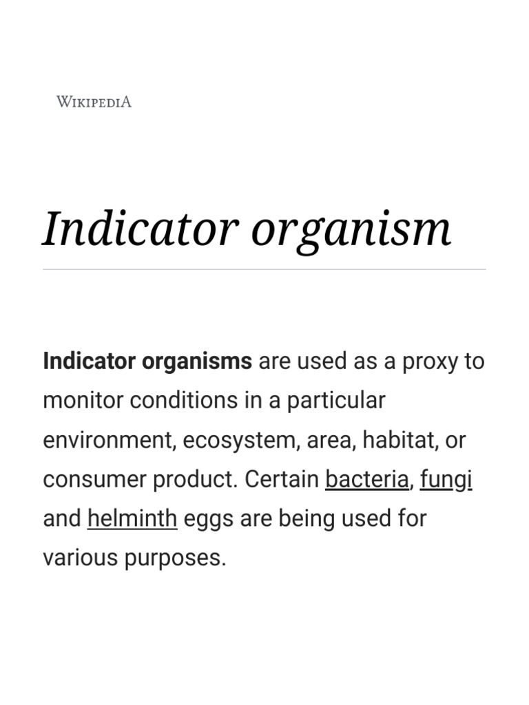 Indicator Organism Wikipedia PDF Microbiology Organisms