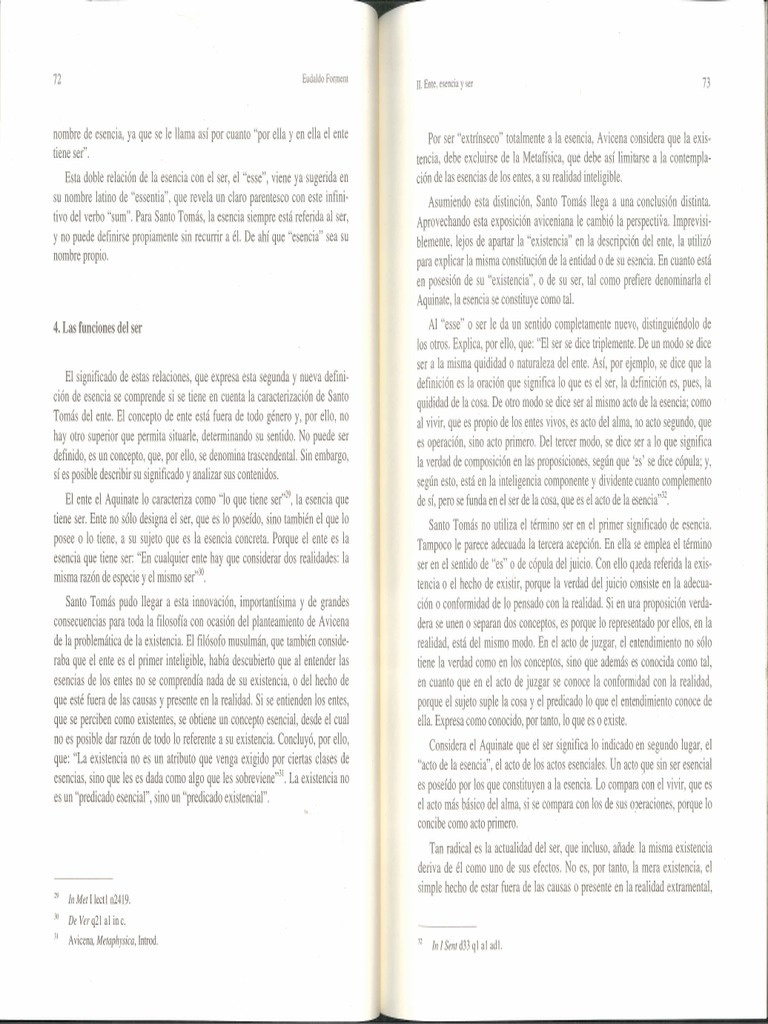 Tomás de Aquino, El Ente y La Esencia. Estudio Preliminar de Eudaldo Forment. PDF