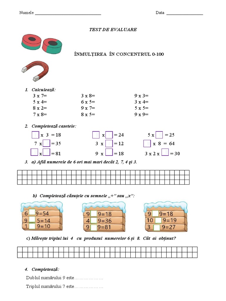 Test Evaluare Inmultirea 0 100 | PDF