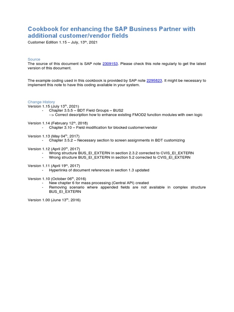 Cookbook For Enhancing The SAP Business Partner With Additional ...