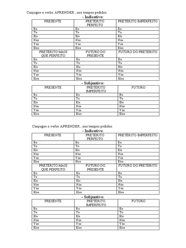 Conjugação do verbo 