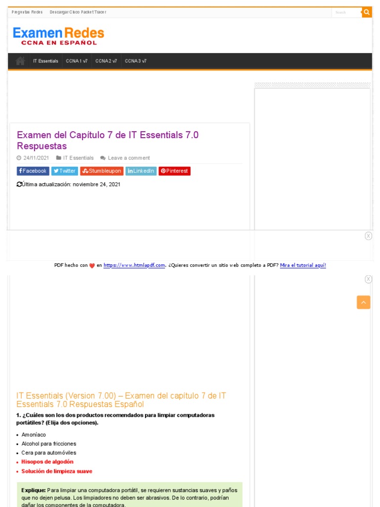 Examenredes com examen del capitulo 7 de it essentials 7 0