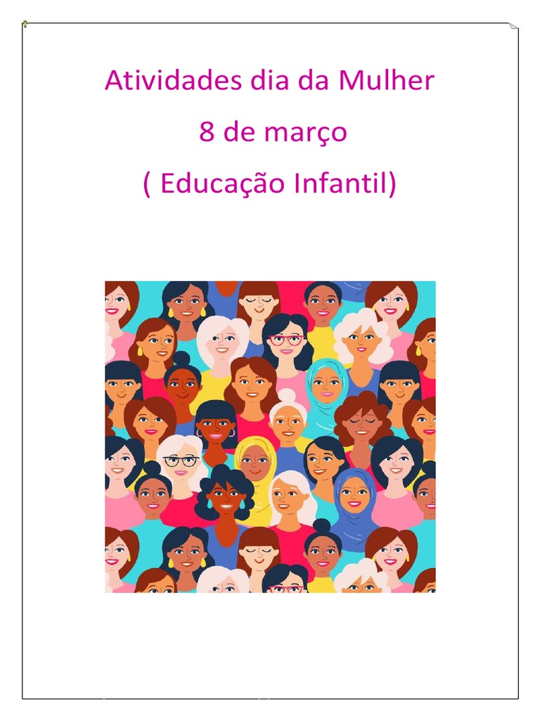 Atividades Dia Da Mulher 8 de Março (Educação Infantil) | PDF | Malala ...