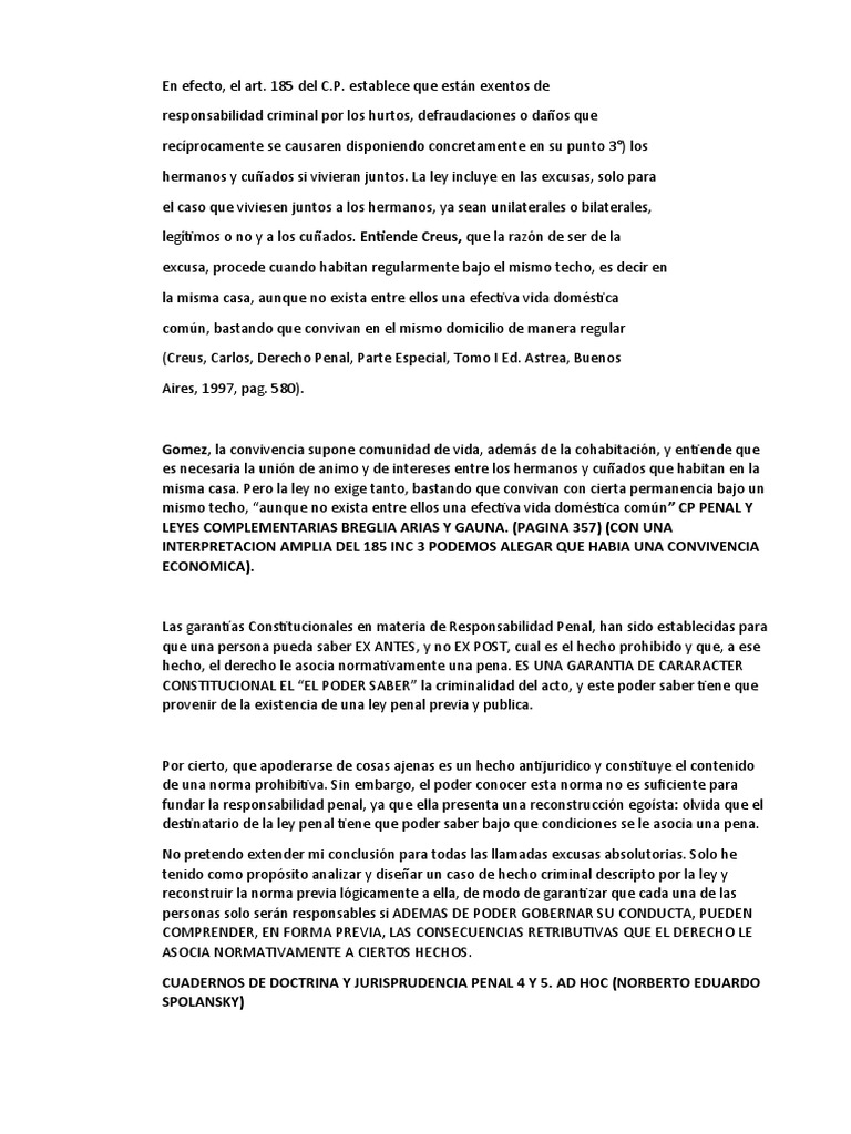 Excusa Absolutoria PDF Derecho penal Esfera pública