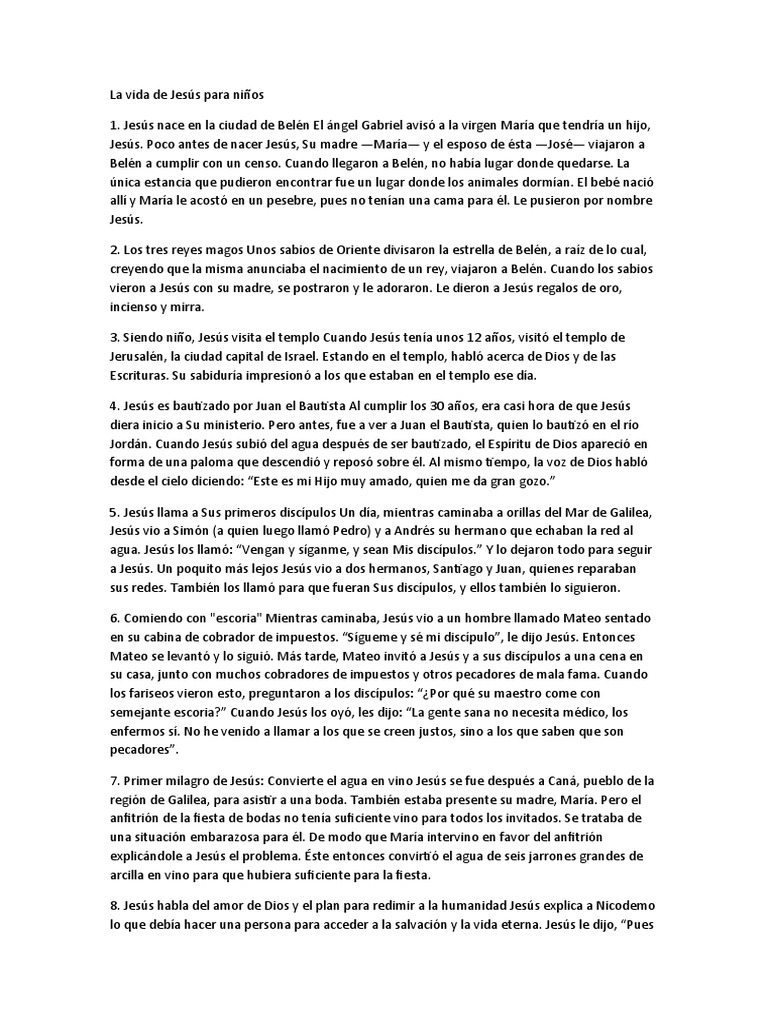 La vida de Jesús para niños: Resumen | PDF | Esther
