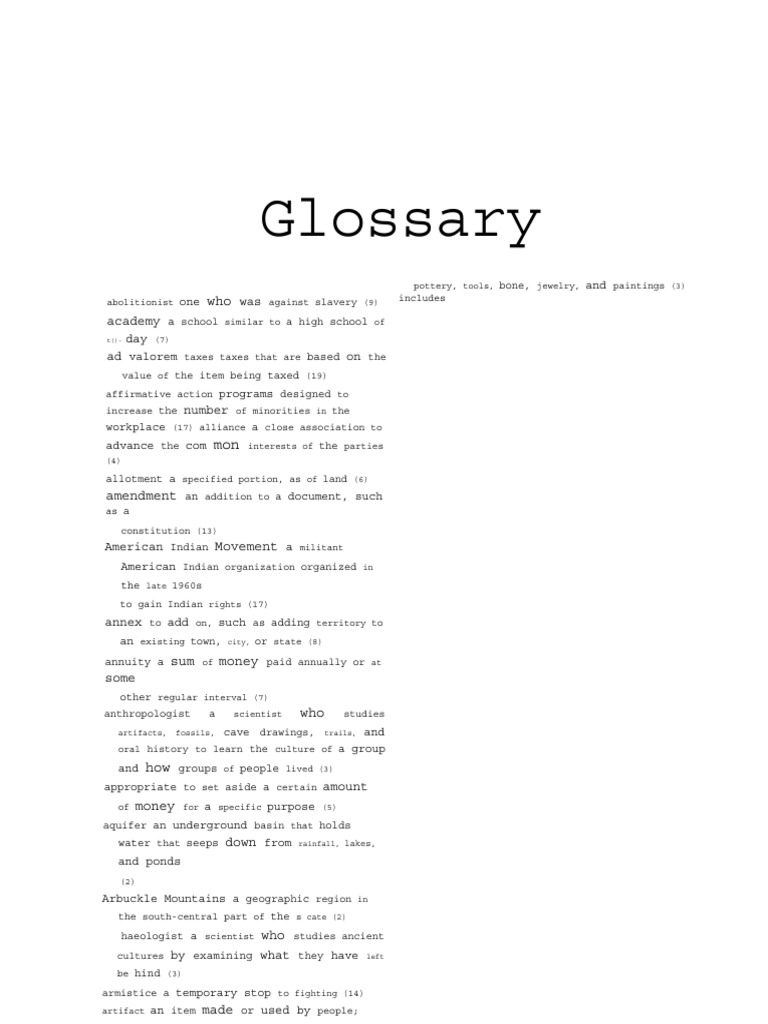 Oklahoma History Glossary PDF
