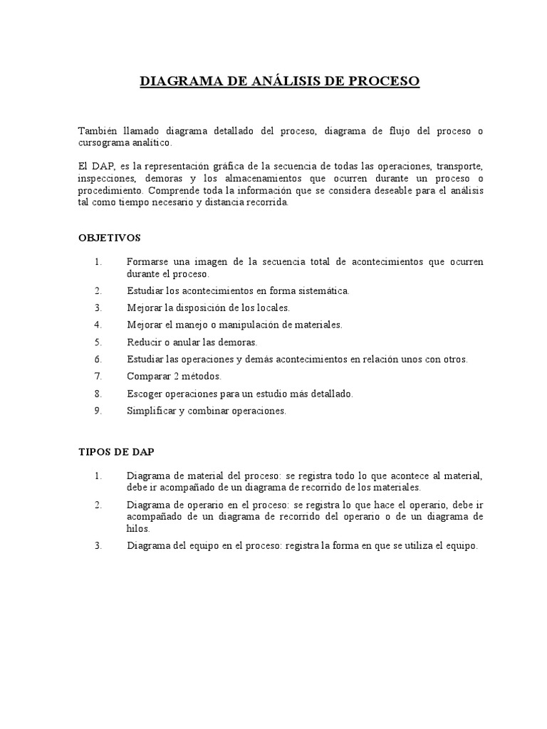 Diagrama de Análisis de Proceso DAP | PDF | Sectores Economicos ...