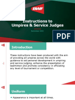 Instructions To Umpires & Service Judges - November 2021