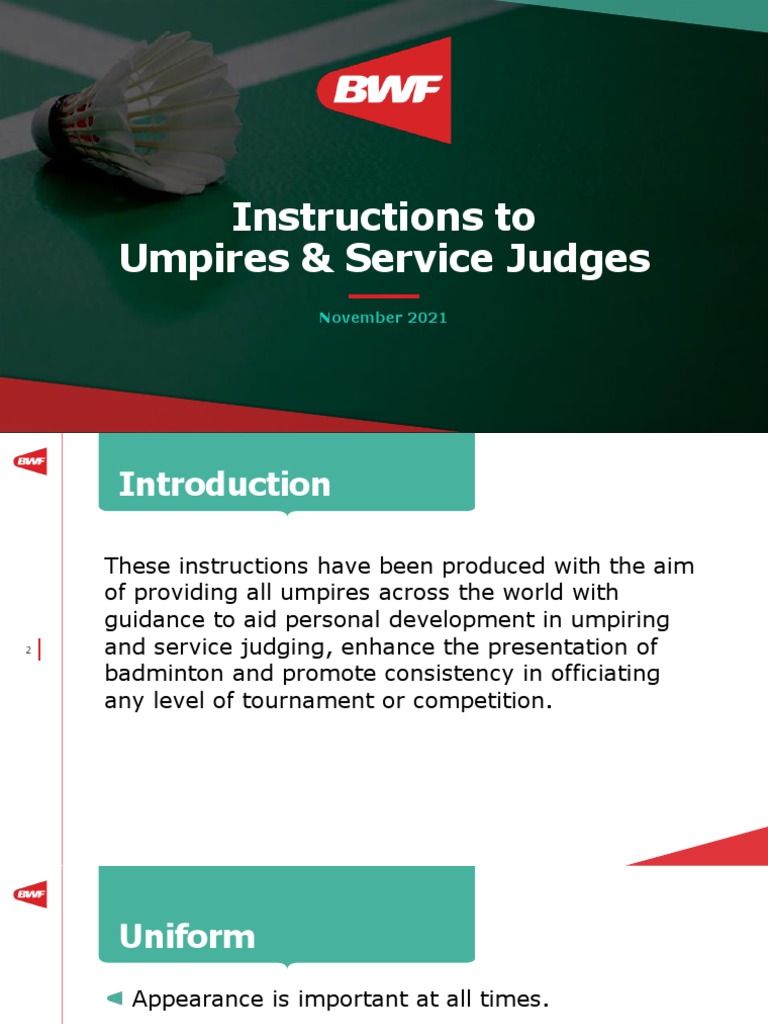 Umpire & Service Judge Instructions | PDF | Referee | Sports