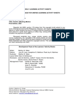 Weekly Learning Activity Sheets Science - Grade 6 Learner Activity Sheets Quarter 3, Week No. 1 Title: Friction Affecting Motion First Edition, 2021