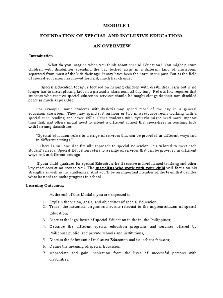 Overview of Special Education Foundations | PDF | Individualized ...