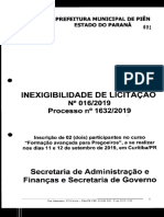 Termo de Inexigibilidade de Licitacao N 016 2019 Processo Na Integra