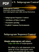 Subprogram Sequence Control Attributes of Data Control Parameter Passing Explicit Common Environments