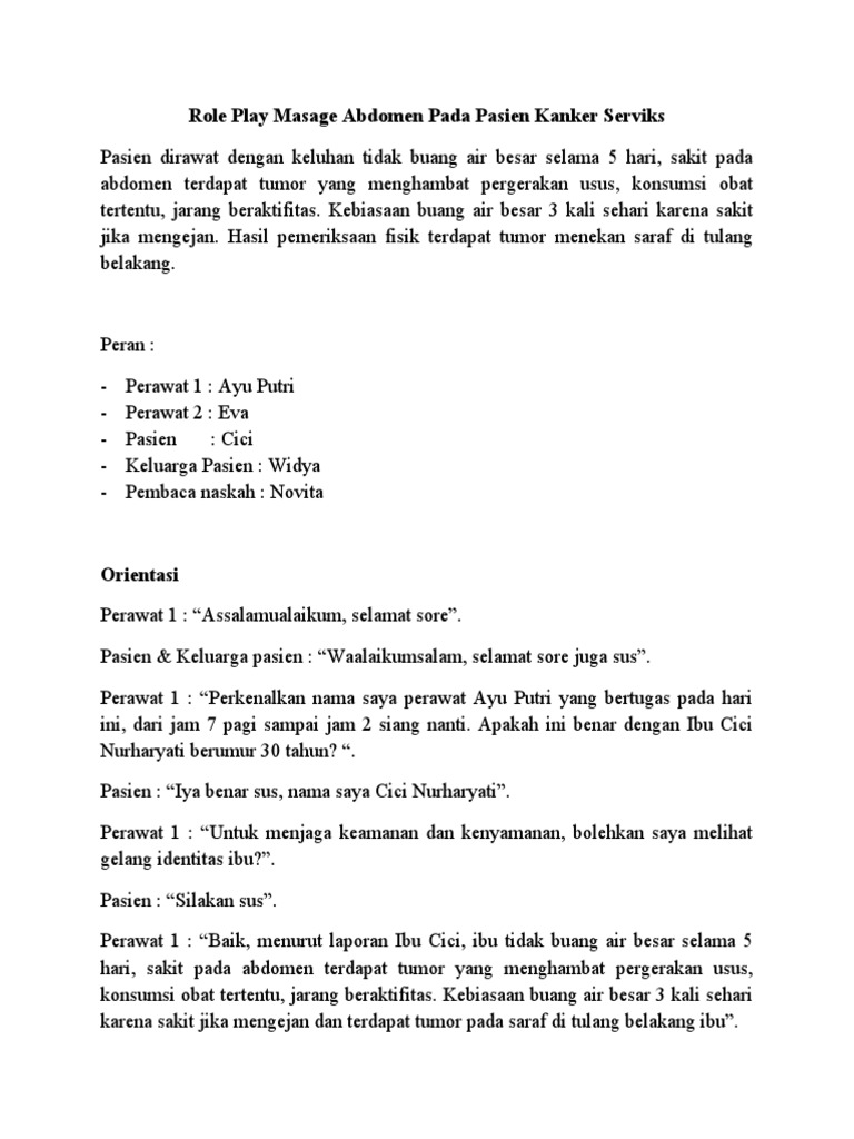 Role Play Masage Abdomen Pada Pasien Kanker Serviks PDF