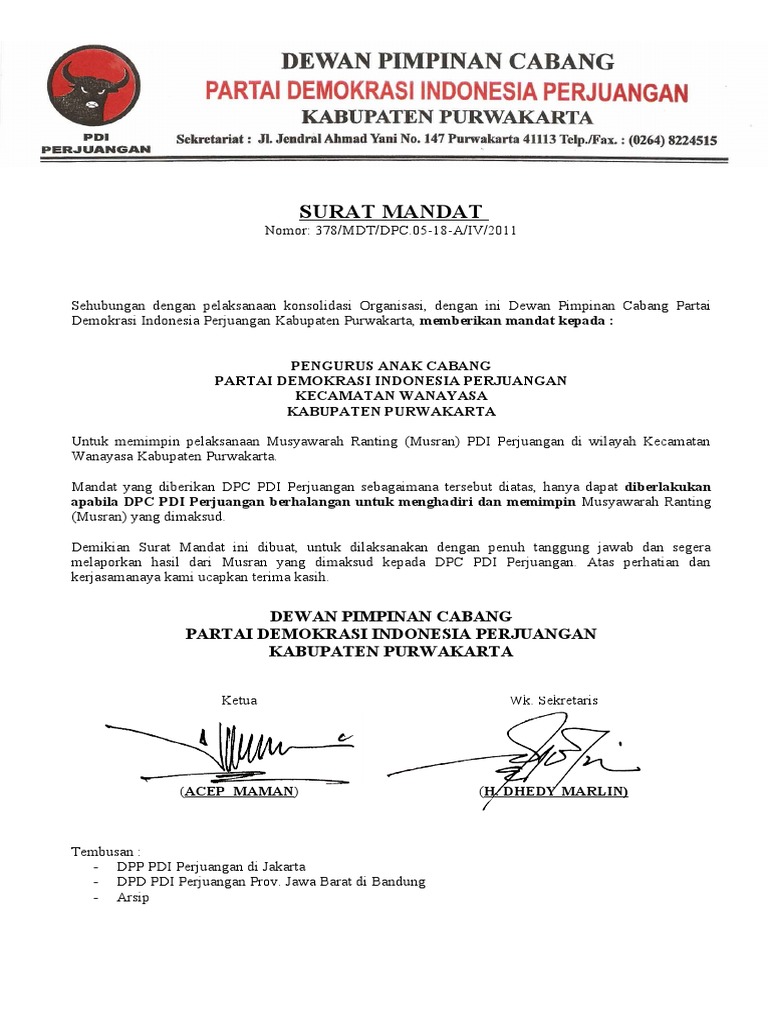 Draff Surat Mandat Dpc