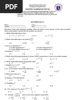 Quarter 2 Summative Test #2: Mathematics 9