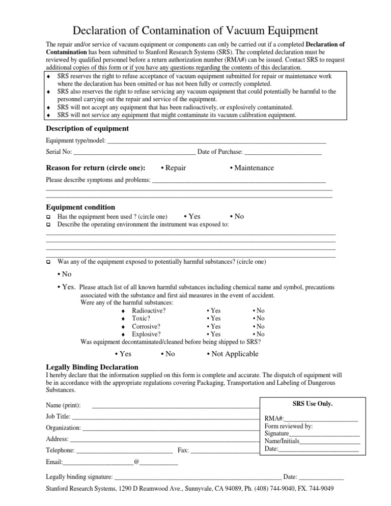 Declaration | PDF | Safety | Chemistry