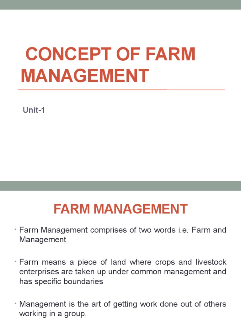Concept of Farm Management PDF Farms Production Function