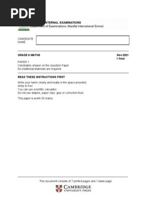 TERM 1 - PAPER 1 GRADE 6