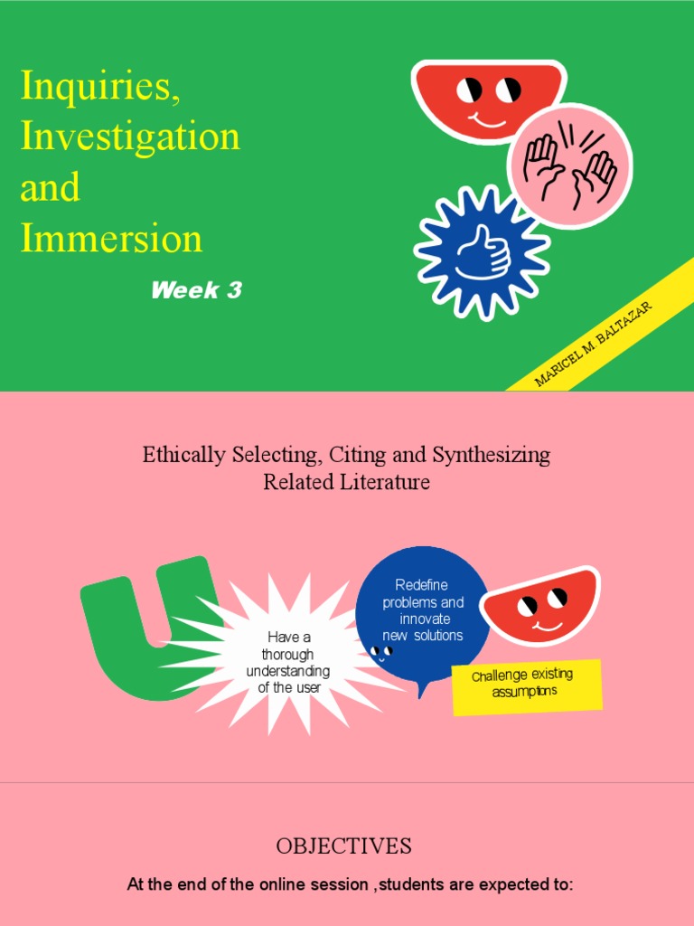Inquiries, Investigation and Immersion: Week 3 | PDF | Cognition | Design