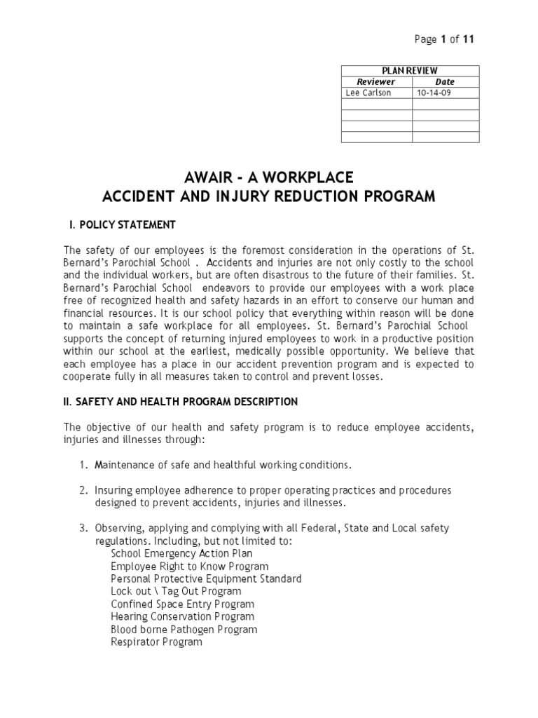 AWAIR Safety Program Overview | PDF | Occupational Safety And Health ...