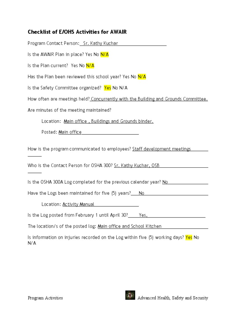 St. Bernard's AWAIR Activities 2010-11 | PDF