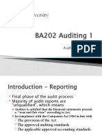 BA202 Auditing 1: Week 5 Auditor's Report