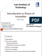 Laxmi Institute of Technology: Introduction To Passes of Assembler