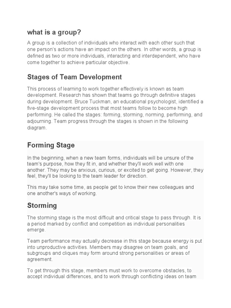 Stages of Group Formation Explained | PDF | Cognitive Science | Social ...