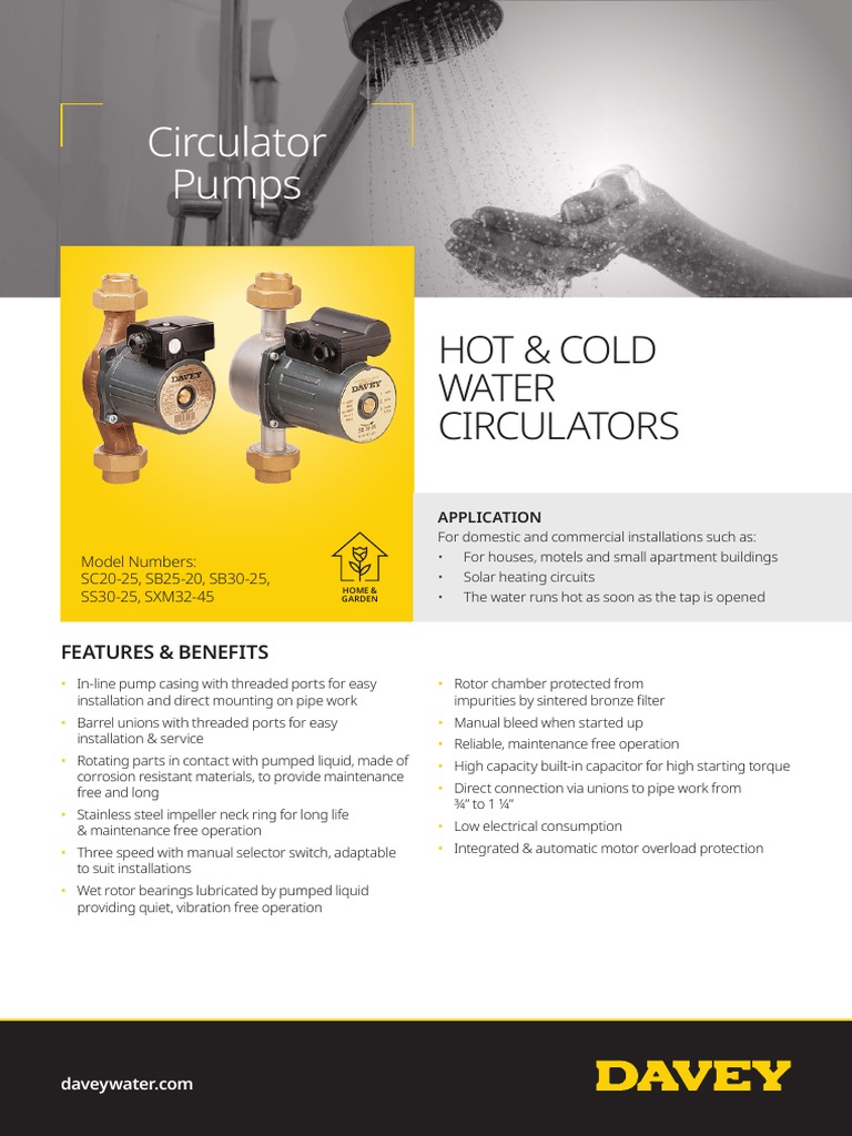 Circulator Pumps Hot & Cold Water Circulators PDF Pump Pipe