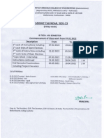 Academic Calendar Btech Sem Viii - 21 22