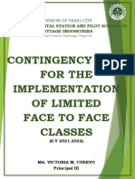 Contingency Plan For The Implementation of Limited Face To Face Classes