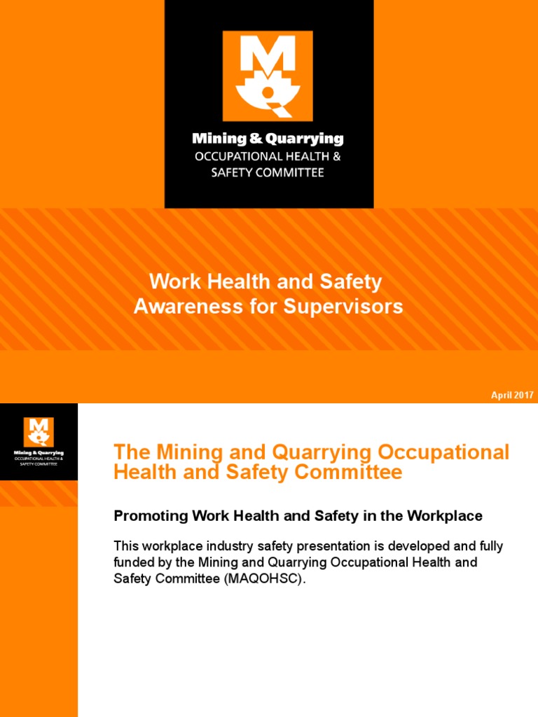 Work Health and Safety Awareness For Supervisors April 2017 PDF