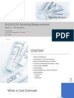 BLDG1014 Building Measurement: Week 1 - Introduction