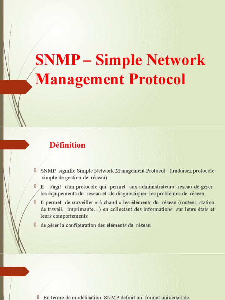 SNMP - Simple Network Management Protocol | PDF | Modèle OSI ...