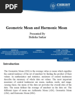 Geometric Mean and Harmonic Mean: Presented by Bidisha Sarkar